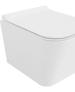 Záchody MEXEN/S - Teo Závesná WC misa Rimless Tornado vrátane sedátka s slow slim, duroplast, biela lesk 30850700T