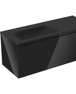 Kúpeľňový nábytok MEXEN/S - Orio kúpeľňová skrinka 120 cm s umývadlom Vela ľavá, 1S, 1D, čierna lesk/čierna mat 91A13-12047-3-BBFF70-W23L71