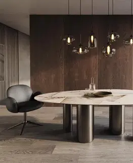 Jedálenské stoly DELIFE Jedálenský stôl Edge oválny 220x120 keramika Iris FMG Patagonia Lappato Pilier nerezová oceľ grafitová