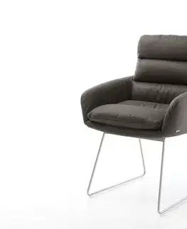 Jedálenské stoličky DELIFE Jedálenská stolička Abelia-Flex s opierkami mikrovlákno antracitová vintage tenká podstava nerezová oceľ