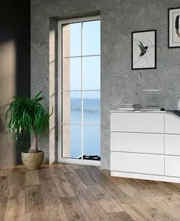 Komody a skrinky Široká komoda so zásuvkami WALMA M6 140, biela