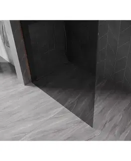 Sprchové dvere MEXEN/S - Kyoto-X Sprchová zástena WALK-IN 50 x 200, grafit 10 mm, meď kartáčovaná 800-050-101-65-40-X