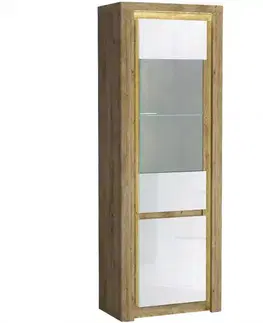 Vitríny a regály do obývačky Vitrína Livinio L4 Ribbeck/Biely lesk