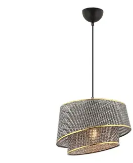 Svietidlá  Závesný luster na lanku BARETTE 1xE27/60W/230V sivá/zlatá 390FLH2489