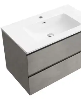Kúpeľňový nábytok CERANO - Kúpeľňová skrinka Carole - betónovo šedá + keramické umývadlo Novo - biela lesklá - 101x49,5x46,5 CER-8050BD85857