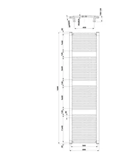 Radiátory do kúpeľne AQUALINE - ORBIT vykurovacie teleso s bočným pripojením 600x1850 biela ILO86T
