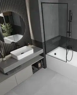 Sprchové dvere MEXEN/S - Next L vaňová zástena FIX 80 x 150, čierna vzor, čierna 895-080-000-03-70-70