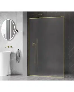 Sprchové dvere MEXEN/S - Kioto-F Sprchová zástena WALK-IN s rámom 80 x 202, dekor 8 mm, zlato kefovaná 800-080-104-55-30
