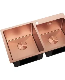 Kuchynské drezy MEXEN MEXEN - Xorin oceľový drez 2-bowl 780 x 450 mm, meď 6441782000-65