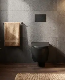 Záchody Wc závesné SAT Infinitio vrátane dosky softclose, čierna mat, zadný odpad SATINF010RREXPBKM SATINF010RREXPBKM