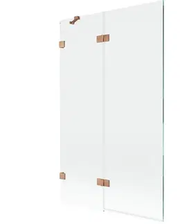Sprchové dvere MEXEN/S - Lunar vaňová zástena 2-krídlová ľavá 110 x 150, transparent, meď kartáčovaná 897-110-100-65-00-L