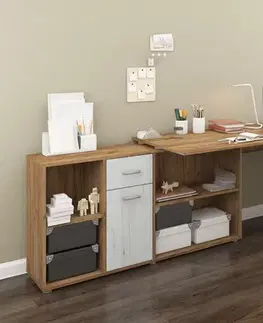 Písacie a pracovné stoly MEBLOCROSS Beat L rohový písací stôl craft zlatý / craft biely