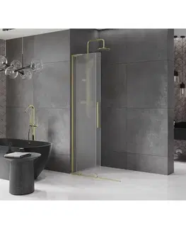 Sprchové dvere MEXEN/S - Velar L Sprchová zástena posuvná Walk-in 90 x 200, dekor 8 mm, zlato kefovaná 871-090-003-33-55