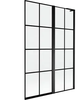 Sprchové dvere MEXEN/S - Mist L vaňová zástena 2-krídlová pravá 120 x 150, čierna kratka, čierna 8A9L-120-011-70-77-P