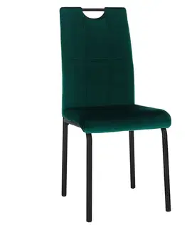 Jedálenské stoličky KONDELA Jonka jedálenská stolička smaragdová (Velvet) / čierna