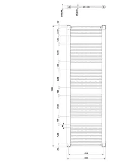 Radiátory do kúpeľne AQUALINE - DIRECT vykurovacie teleso s bočným pripojením 450x1680 biela ILR64T