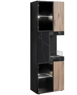 Vitríny v podkrovnom štýle Vitrína Cannes Cs Wsw-K Black/Viking/Marble Black
