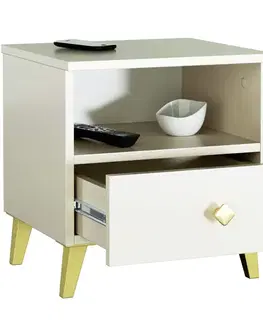 Nočné stolíky MEJBY elegantný nočný stolík K-01, kašmír/zlatá