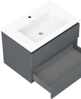 Kúpeľňový nábytok MEXEN/S - Rivel kúpeľňová skrinka 70 cm s umývadlom Otis, 2 zásuvky, reliéf, grafit mat/biela mat - 91A20-07047-2-BFF66-W18M0 91A20-07047-2-BFF66-W18M01