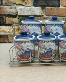Dózy na potraviny MAKRO - Sada dóza 7ks na drôtenej poličke Fresh Tea