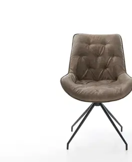 Jedálenské stoličky DELIFE Jedálenská stolička Taimi-Flex mikrovlákno taupe vintage krížová podstava zúžená čierna