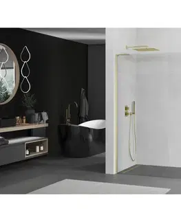 Sprchové dvere MEXEN/S - KiotoL Sprchová zástena WALK-IN 80 x 200, transparent, zlatá kartáčovaná 800-080-103-55-06
