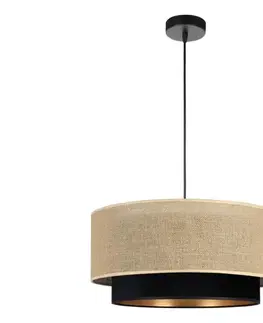Svietidlá  Závesný luster SARTA na lanku 1xE27/60W/230V, pr. 45 cm, čierna/juta H0196