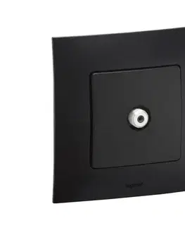Predlžovacie káble Legrand - TV zásuvka s rámčekom NILOE čierna LR0012+LR0011