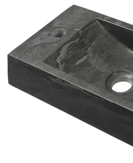 Kúpeľňové batérie SAPHO - BLOK kamenné umývadlo 40x22cm, batéria vľavo, čierny Antracit 2401-38