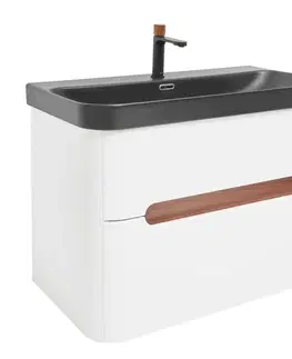Kúpeľňový nábytok Kúpeľňová skrinka s umývadlom a batériou SAT Fusion 77,5x53x45 cm biela matná mat SATFUSION280WBKMBA SATFUSION280WBKMBA
