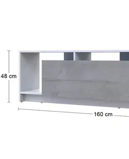 TV stolíky NABBI Ulfet U2 tv stolík biela / betón