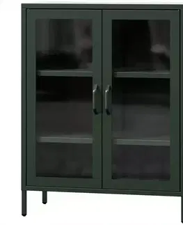 Vitríny v podkrovnom štýle Vitrína Kovová Gina Modern Bottle Green