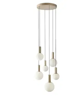 Stropná svetla Lampa wisząca Testa beżowa białe klosze kule 6x10W G9 regulowana