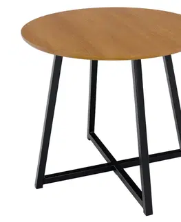 Konferenčné stolíky KONDELA Delik okrúhly príručný stolík dub / čierna