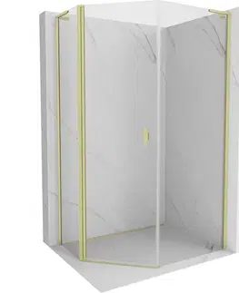 Sprchovacie kúty MEXEN/S - Mist Lsprchovací kút päťboký krídlový asymetrický 90x100, transparent, zlato kartáčovaná 8A8L-090-100-55-00