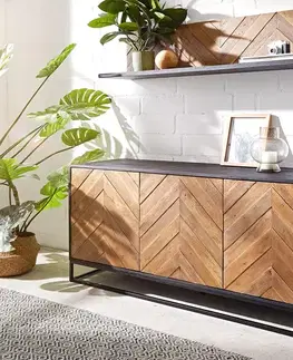 Komody DELIFE Komoda Famke 145 cm mango teak 3 dvierka