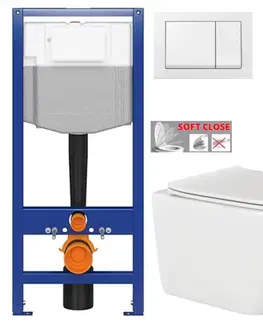 Závesné wc sety CERSANIT predstenový inštalačný systém s bielym tlačidlom K97-516 + WC INVENA PAROS  + SEDADLO K97-526 516 RO1