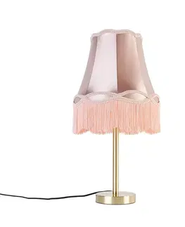 Stolné lampy Klasická stolná lampa mosadz s tienidlom Granny ružová 30 cm - Simplo