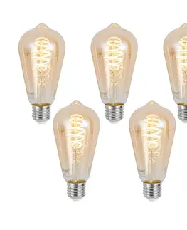 LED osvetlenie Sada 5 ks Inteligentné stmievateľné LED žiarovky E27 ST64 Jantárová 4,9 W 320 lm 2500 K