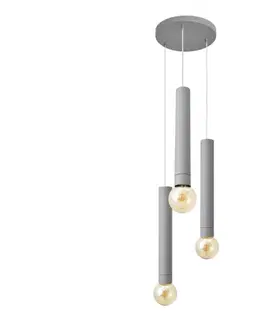 Svietidlá  Luster na lanku TUBA 3xE27/15W/230V šedá W-KD 1117/3 GR