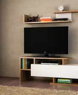 Nábytkové zostavy THINK malá TV stena, biela/orech