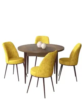 Jedálenské sety Dining Table & Chairs Set (5 Pieces) Tor - Baroque, Mustard