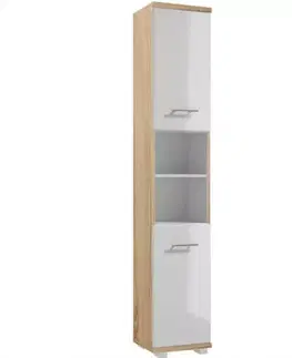 Vysoké kúpeľňové skrinky Vysoká skrinka do kúpeľne Bari C35 2D0S dub sonoma