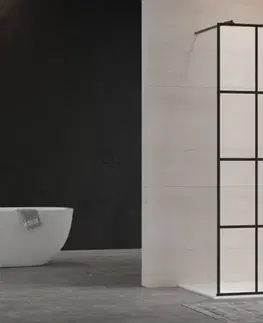 Sprchovacie kúty INVENA - Walk-in II 120x200cm, geometrická 8mm shiny-glass, čierna AK-32-127-S