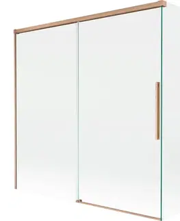 Sprchové dvere MEXEN/S - Rox vaňová zástena 2-krídlová posuvná 160 + 70 x 150, transparent, měď kartáčovaná 8C9-160-070-65-00