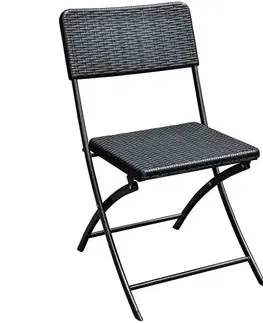 Záhradné plastové kreslá Plastová stolička skladacia čierna