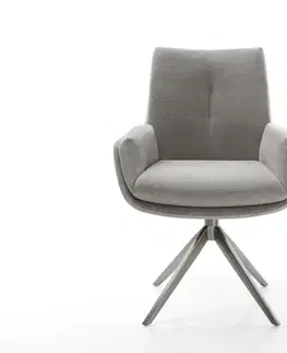 Jedálenské stoličky DELIFE Jedálenská stolička Clea-Flex štruktúrovaná látka mäkký sivá krížová podstava široká grafitová 360° otočná hojdacia funkcia
