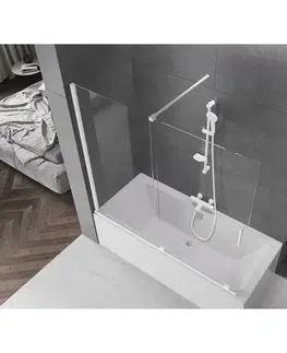 Sprchové dvere MEXEN/S - Velar Dvojkrídlová posuvná vaňová zástena 170 x 150, transparent, biela 896-170-000-01-20