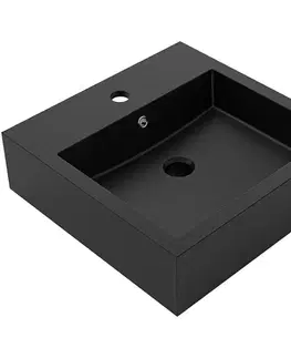 Umývadlá CERANO - Umývadlo z liateho mramoru Esme - s prepadom - čierna matná - 45x45 CER-679470