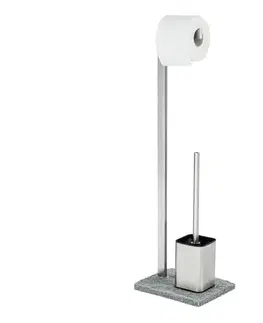 Svietidlá WENKO 20604100 - WC kefa GRANIT 23x73,5 cm nerez/satén/sivá 20604100
